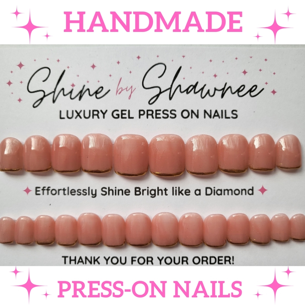 Handmade Luxury Press-On Nails | Sturdy & Reusable | PINK GOLD
